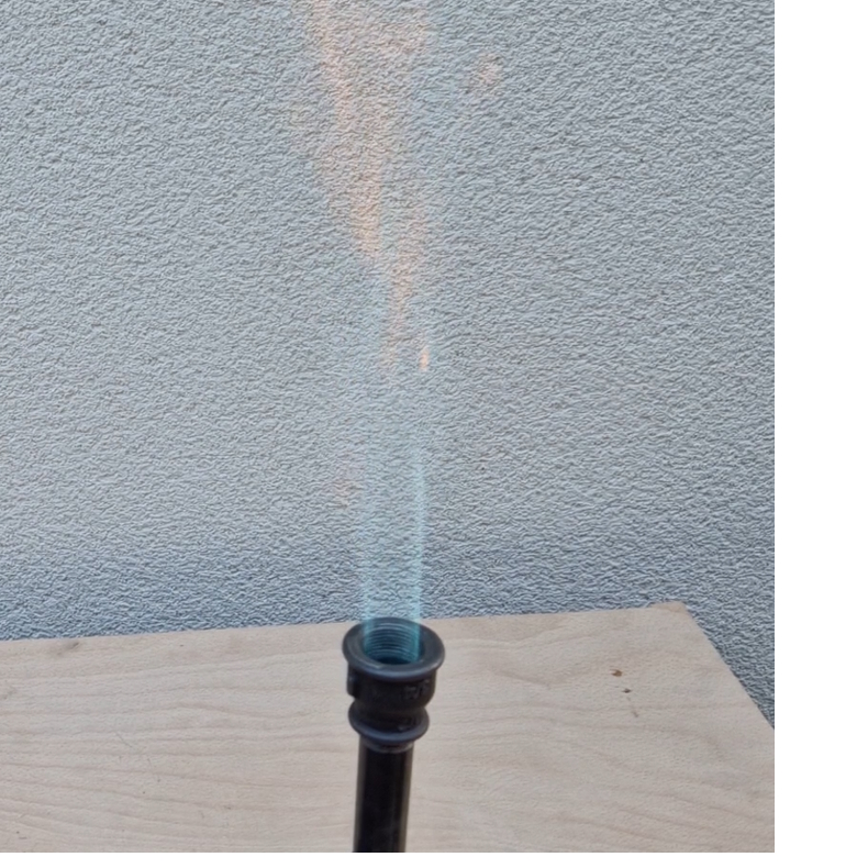 Blue gas flame with yellow tip